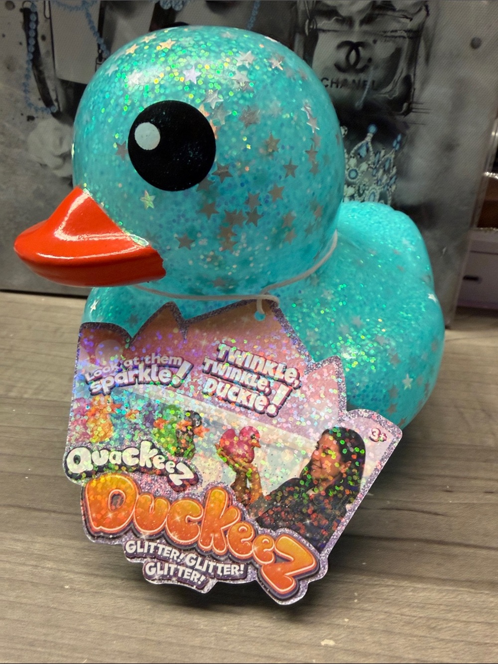 Twinkle Duckie Glitter Bath Toy - Turquoise big Duck !   🆕